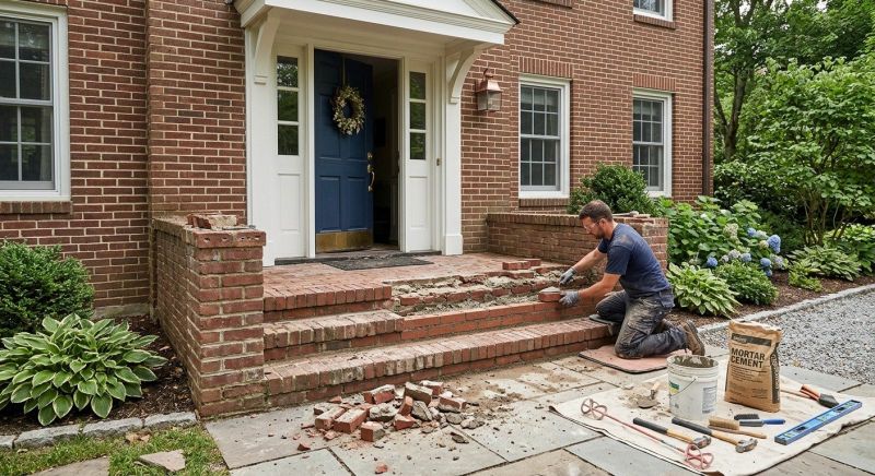 Brick Stoop Repair in Cary, NC