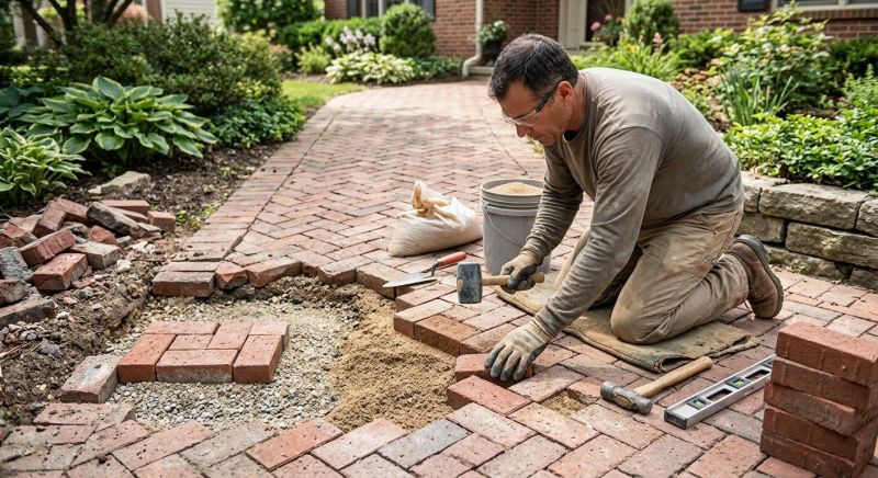 Entryway Brick Repair in Cary, NC
