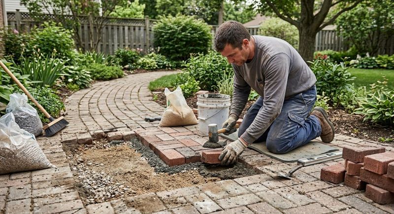Entryway Brick Repair in Cary, NC