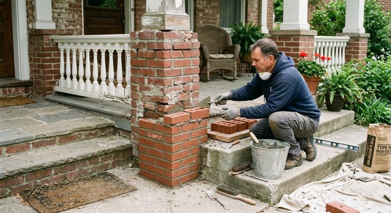 Porch Brick Repair in Cary, NC