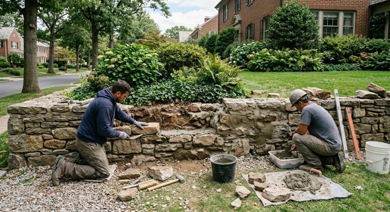 Stone Wall Repair in Wake Forest, NC
